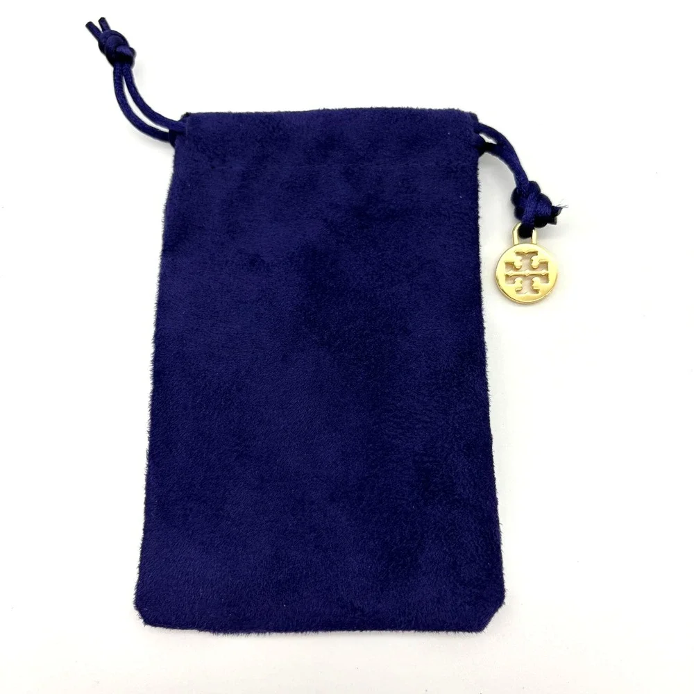 Tory Burch Purple Velvet Jewelry Pouch Drawstring Logo Charm Dust Bag 3x5